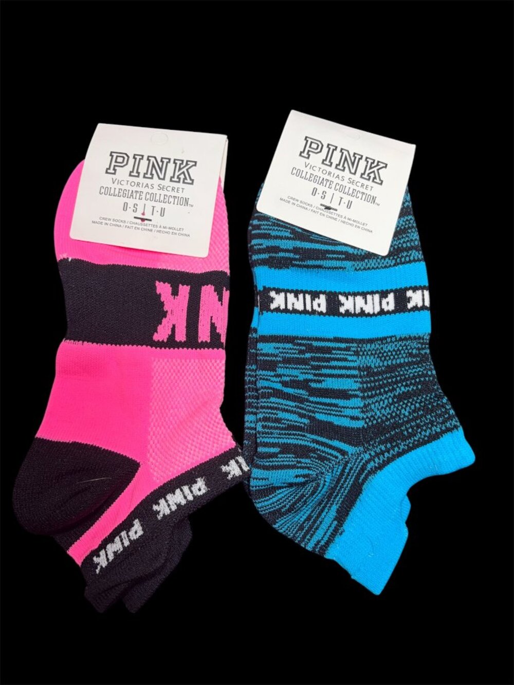 PINK VICTORIA SECRET COLLEGIATE COLLECTION SOCKS